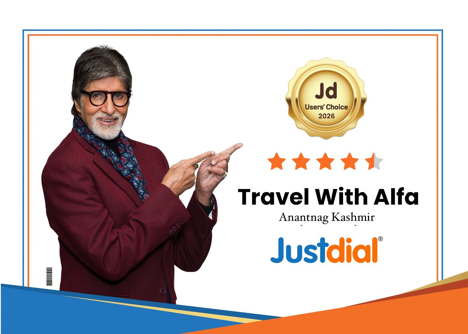 Justdial Users' Choice 2026 — Travel with Alfa